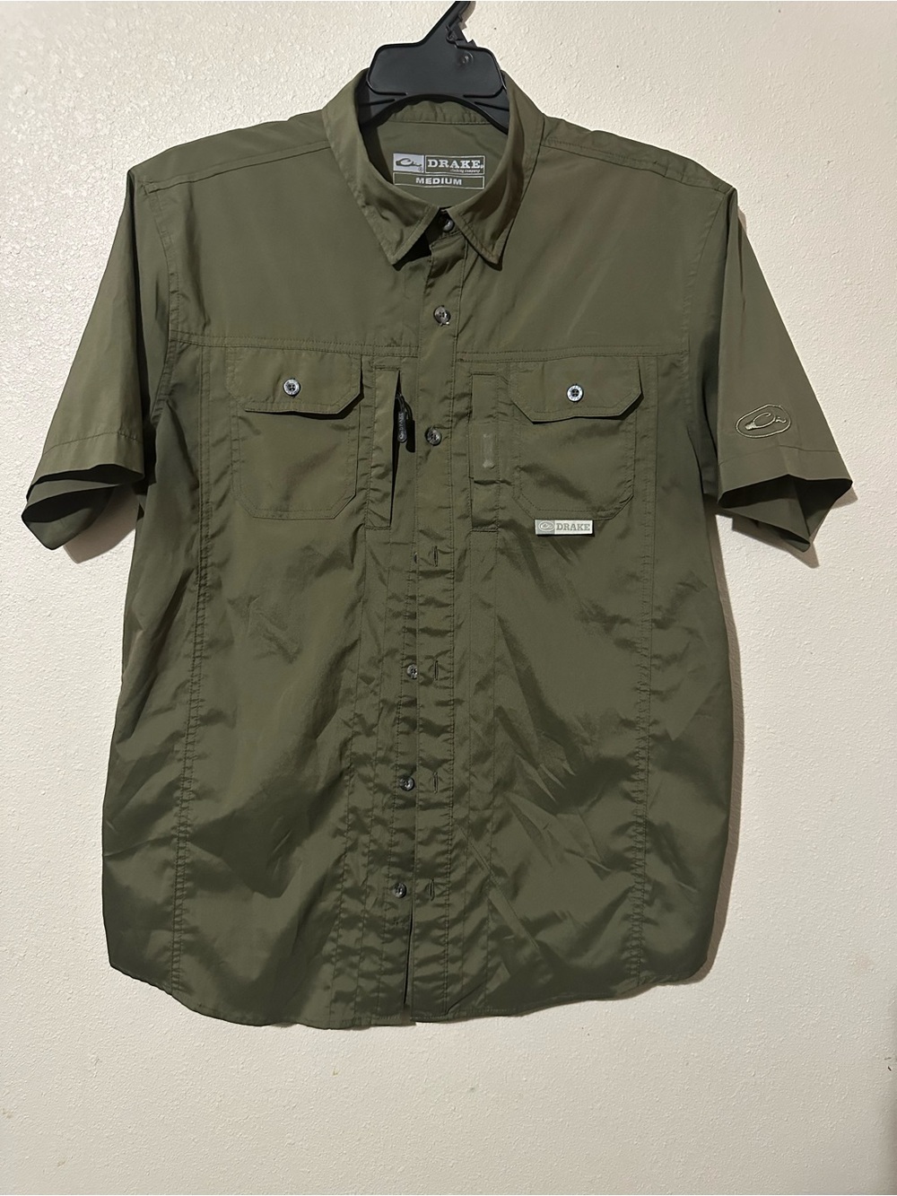 Drake Olive Green Short-Sleeve Button-Front Shirt